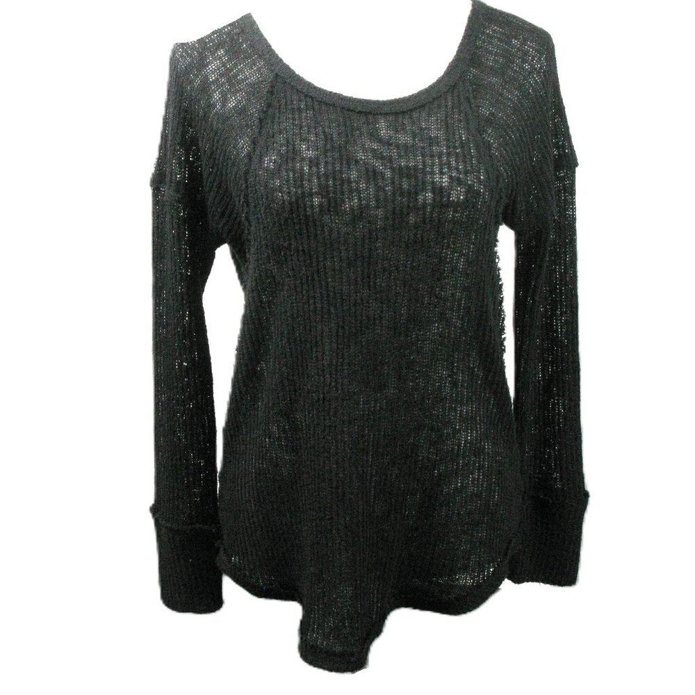 Caslon Black Semi-Sheer Exposed Seam Sweater Size Small